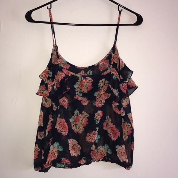 Sheer Navy and Floral crop top - Picture 2 of 3